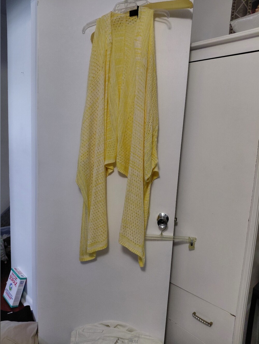 Ashley Stewart Yellow Open Knit Sleeveless Cardigan Vest